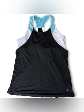 Sofibella Layered Tank Built In Sports Bra Racerback Size L
